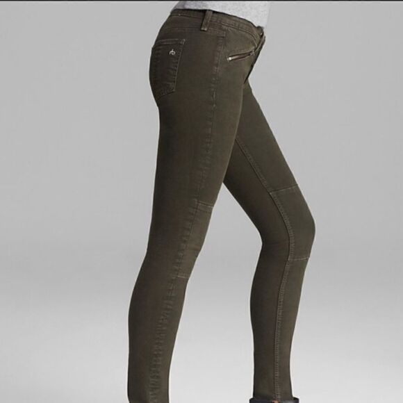 Rag & Bone Ridley Moto Wax Skinny Dark Olive Jean - Picture 8 of 12